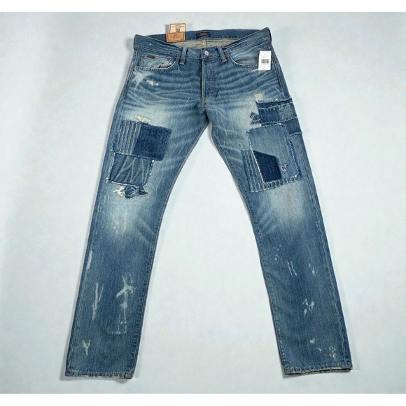 Polo Ralph Lauren Sullivan Slim Distressed Patchwork Jeans 38x32 NWT